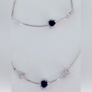925 Silver Adjustable Necklace & Bracelet Set with Blue Topaz & Pave’ Diamonds